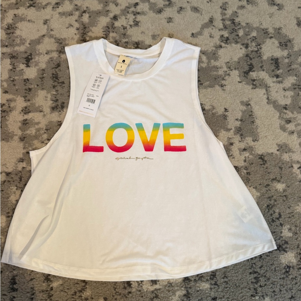 Spiritual Gangster White Muscle Tee with Colorful LOVE Print